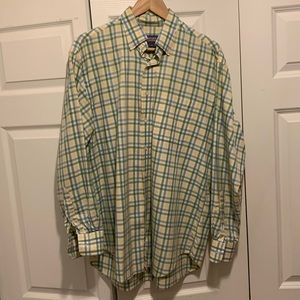 Vineyard Vines Men’s Large Murray Button Down, Yellow/Green Plaid